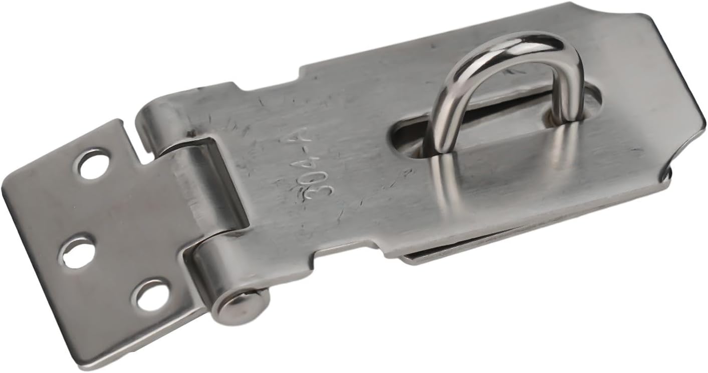 Heavy Duty Stainless Steel Door Hasp Lock with Padlock and Keys, 3 Inch Burglar-Proof Gate Latch for Shed, Cabinet, Tool Box, 90/180 Degree Installation