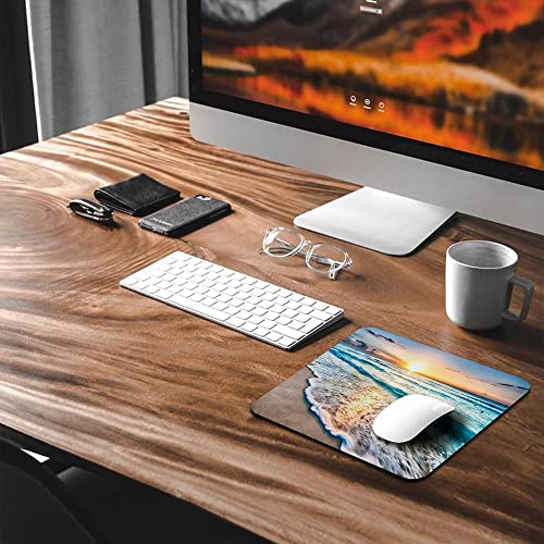Wknoon Beach Sunset Ocean Waves Nature Scene Mouse Pad Seascape Waves Landscape Mouse Pads Office Decor #TOP5