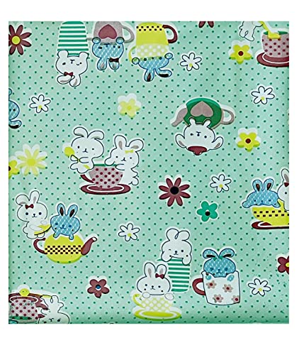 Image of EcoSoft Plastic Sheet,PVC Sheet for Kids,Rubber Sheet for Babies,Bed Wetting Protector(90 x 135 cm) (Green Rabbit)