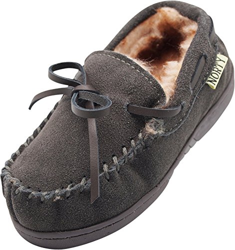 NORTY - Boys Suede Moccasin Slipper, Grey 40108-12MUSLittleKid