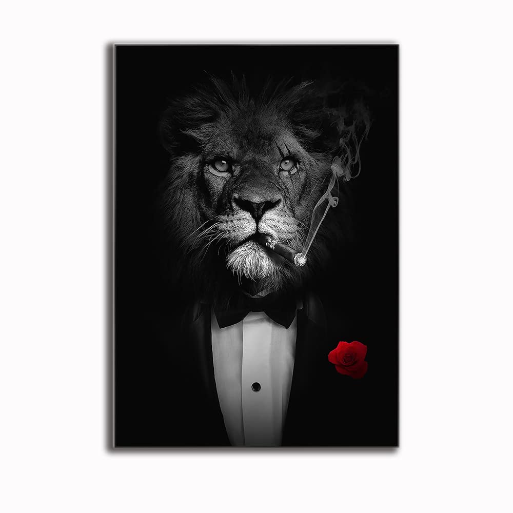 Décoration murale lion musicien grand tableau abstrait pour un salon chaleureux