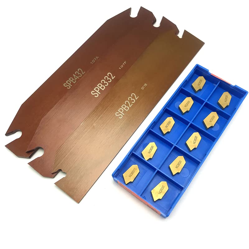 SPB32-2 SPB32-3 SPB32-4 SPB26-2 SPB26-3 SPB26-4 +10Pcs Grooving Inserts SP200 SP300 SP400 Carbide Insert CNC SPB Cutting Tool - (Angle: No SPB/ SP300 NC3020)