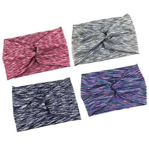 Minkissy Bandanas turbante torcidas Boho para yoga e treino esportivo (azul violeta cinza, vinho, ve