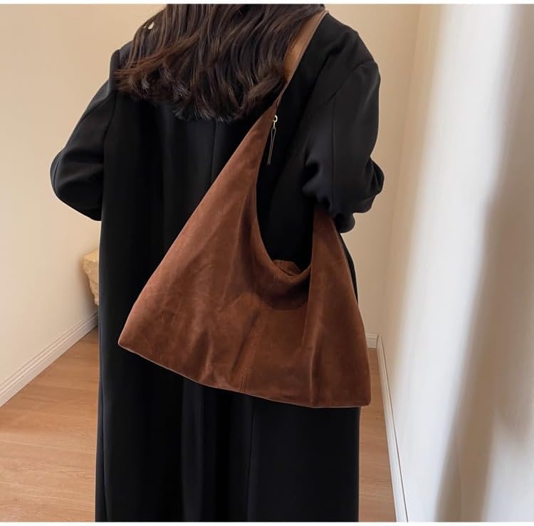 Women’s Trendy Suede Tote Bag Shoulder Bags For Women Fall Underarm Bag Winter Hobo Bag Work Purses Suede Travel Handbag - Image 2