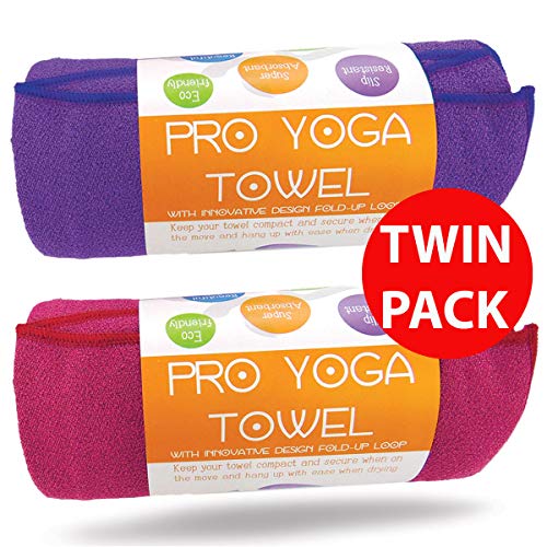 Limber Stretch Serviette de Yoga violette et rose pack jumeau deux serviettes