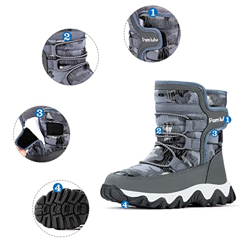 Outdoor Slip Resistant Warm Waterproof Boys Winter Snow Boots for Kids Toddler2