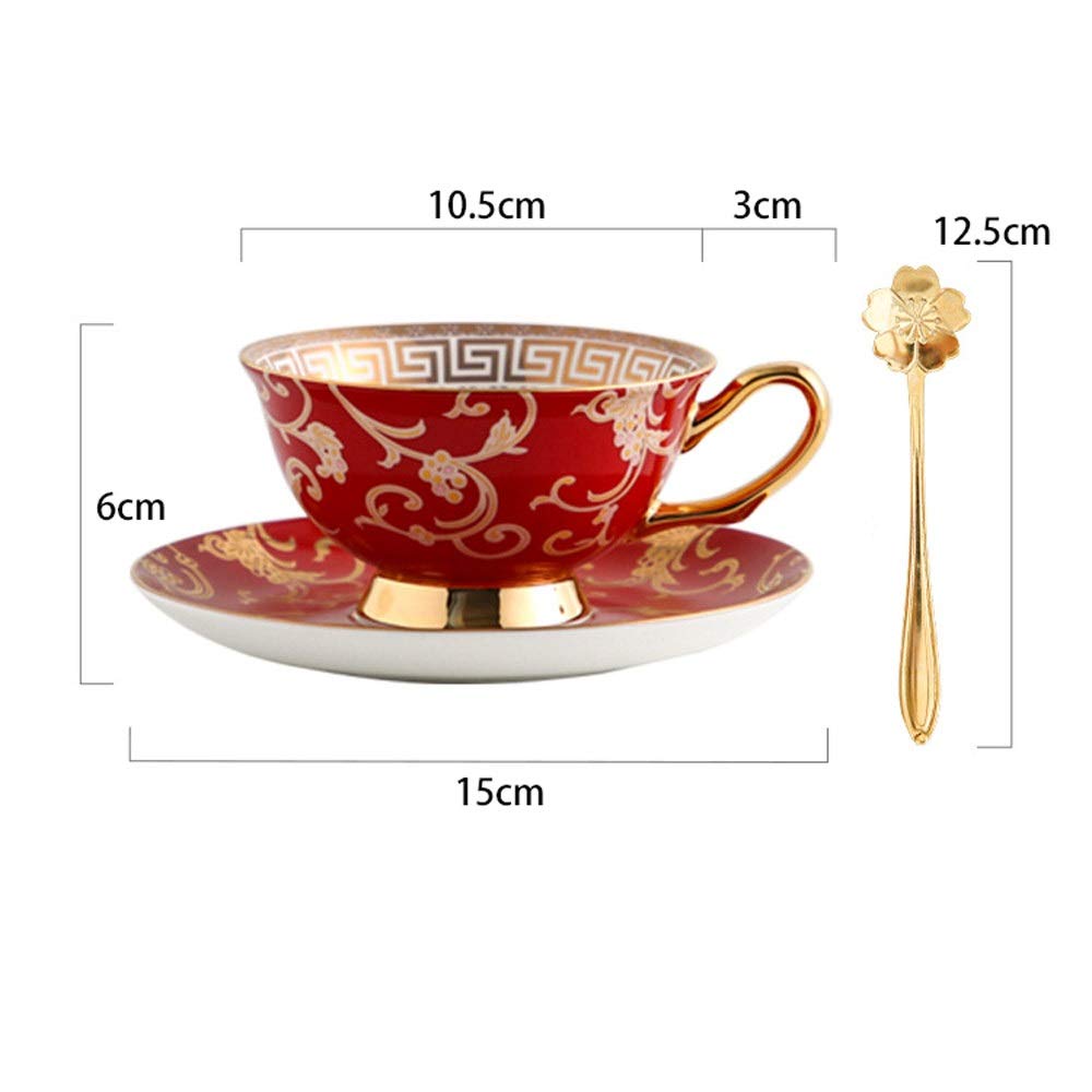 赤と金のティーカップ・ソーサーセット 大倉陶園 色蒔き ティーカップ＆ソーサー／モーニング碗皿 295ml