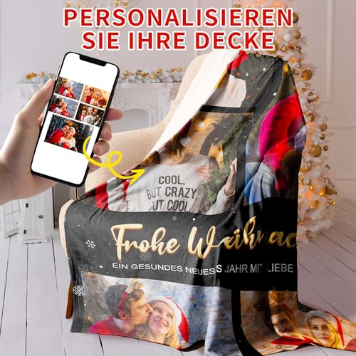 Easycosy Weihnahtsgeschenke für Frauen, Made in Germany - Personalisierte Decke mit Foto und Text, Kuscheldecke Fotodecke mit Eigenem Foto - Geschenke für Frauen Männer Freundin Papa Mama
