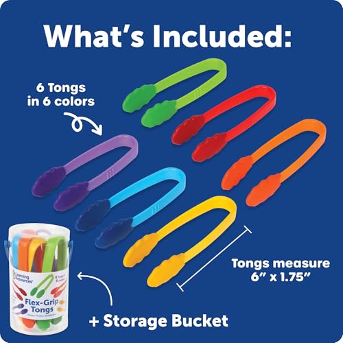 Image of Learning Resources Flex-Grip Tongs - Kids Tweezers, Montessori Grabber Tool, Fine Motor Skills, Sensory Bin Tools, Preschool Classroom Must Haves, Teacher Supplies, Gifts for Boys and Girls
