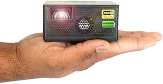 AAXA P400 Native 1080p Short Throw Mini Projector with 2 Hour Battery, Onboard Media Player, 30,000 Hours LED, Outdoor Projector Ready, RGB LED Portable Projector for Business and Home Theater Movies