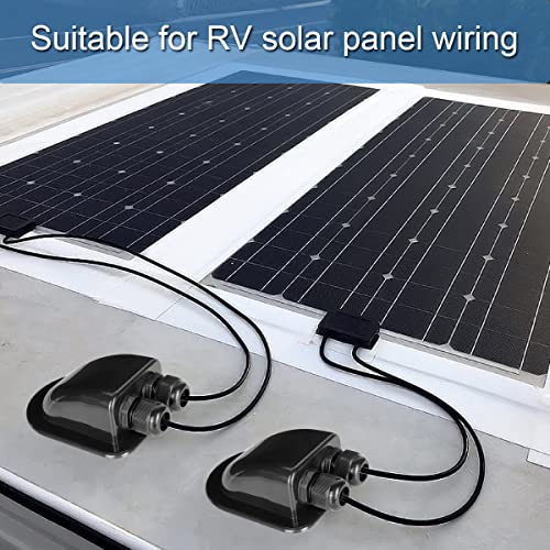 Xiatiaosann Solar Kabeldurchführung, Solar Dachdurchführung 2-Fach für Wohnmobil, Boot und Caravan Kabeldurchführung für Solaranlage, Sat-Anlage für Kabeltypen von 3mm² bis 12mm², Wasserdicht Schwarz