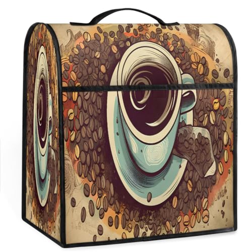 Coffee Maker Cover Coffee Pattern Printing Kitchen Appliance Covers Small Appliance Covers Blender Cover Juicer Cover Dust Covers for Kitchen Appliances with Top Handle and Pockets,Washable,C94