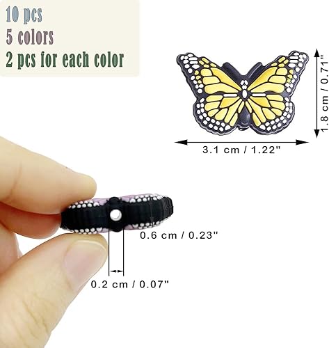 Miniatura 3 de Cuentas focales de silicona con forma de mariposa, cuentas espaciadoras sueltas para hacer joyas, pulseras, llaveros y bolígrafos (10 unidades)