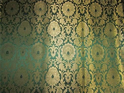 Tissu brocart vert émeraude et or Bro610 de 112 cm de large - 7