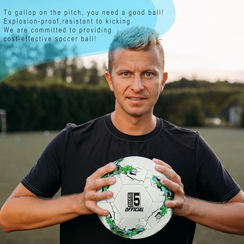 Image of Senston PU Soccer Ball Size 5 -Official Match Weight-Youth & Adult Soccer Players - Air Pump Included