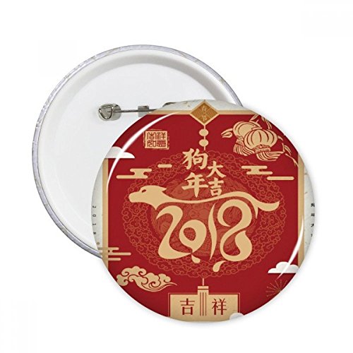 Bouton badge pins ronde de Nouvel An DIYthinker pour décoration vêtements, lot de 5 pièces multicolores