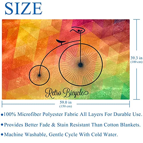 Plaid imprimé vélo rétro, couverture douce pour des soirées chaleureuses - 6