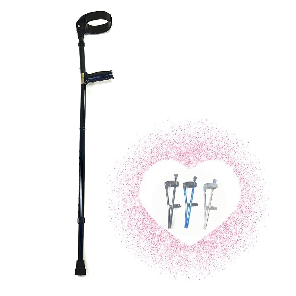 Muletas De Codo Plegables De Aluminio Palitos De Caña De Antebrazo para Discapacitados, Muletas para Caminar con Muletas De Caña Ajustables para El Hospital Y El Hogar (Color : Black, Size : 1p
