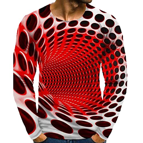 Camiseta de Manga Larga Hombre 3D Estampados Divertidos Camisa Moda Primavera Verano Casual T-Shirt Cuello Redondo Original Fiesta Tops Talla Grande Basic Deportivos tee 2025