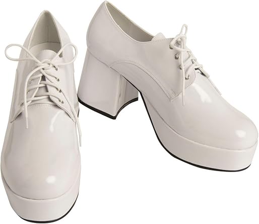 White Disco Platform Costume Shoes for Men