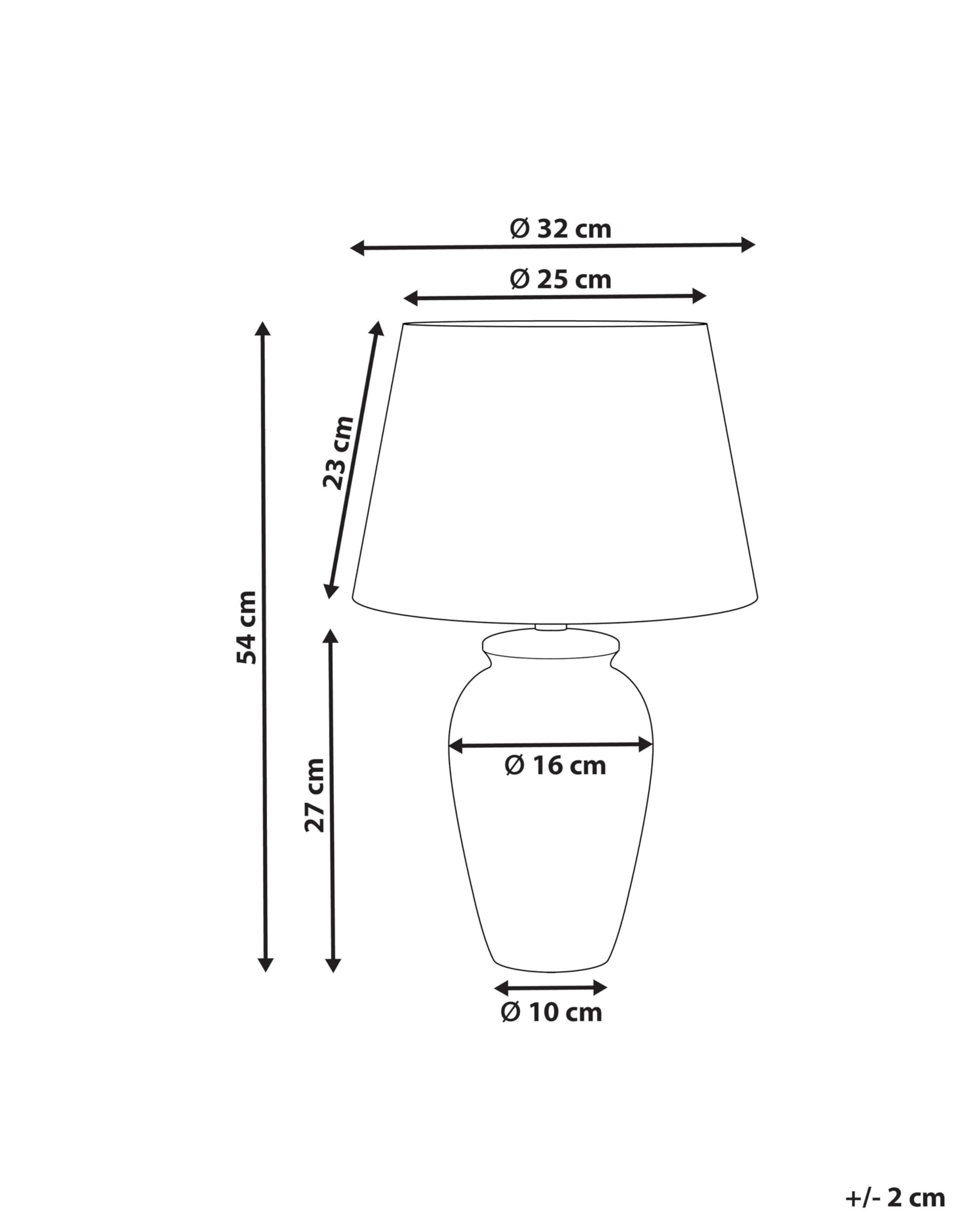 Tischlampe Porzellan blau/weiß Vasenform mit Stoffschirm Kegelform Beluso