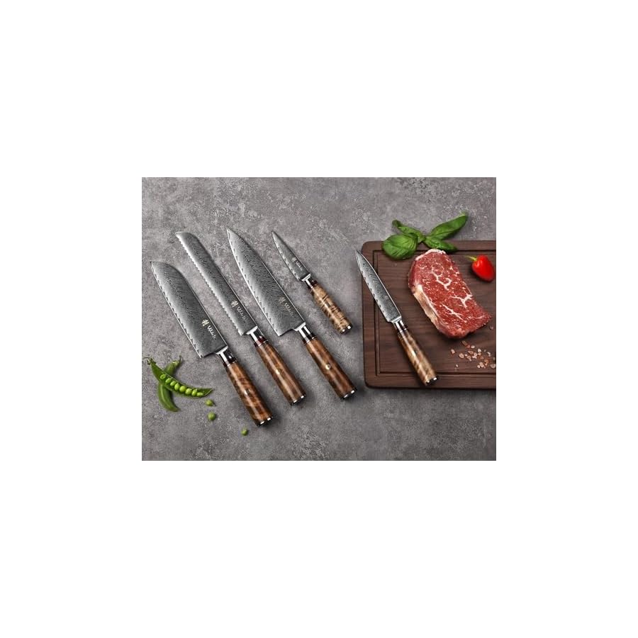 Wakoli-Knife-Block-Sets-5-Pieces-Chef-Knife-Set-with-Block-Damascus-Kitchen-Knife-Set-with-Magnetic-Knife-Block-Professional-Kitchen-Knife-Block-Set-with-Sycamore-Wood-Handles-Culinary-Sycamore Wakoli Knife Block Sets, 5 Pieces Chef Knife Set with Block - Damascus Kitchen Knife Set with Magnetic Knife Block, Professional Kitchen Knife Block Set with Sycamore Wood Handles (Culinary Sycamore)