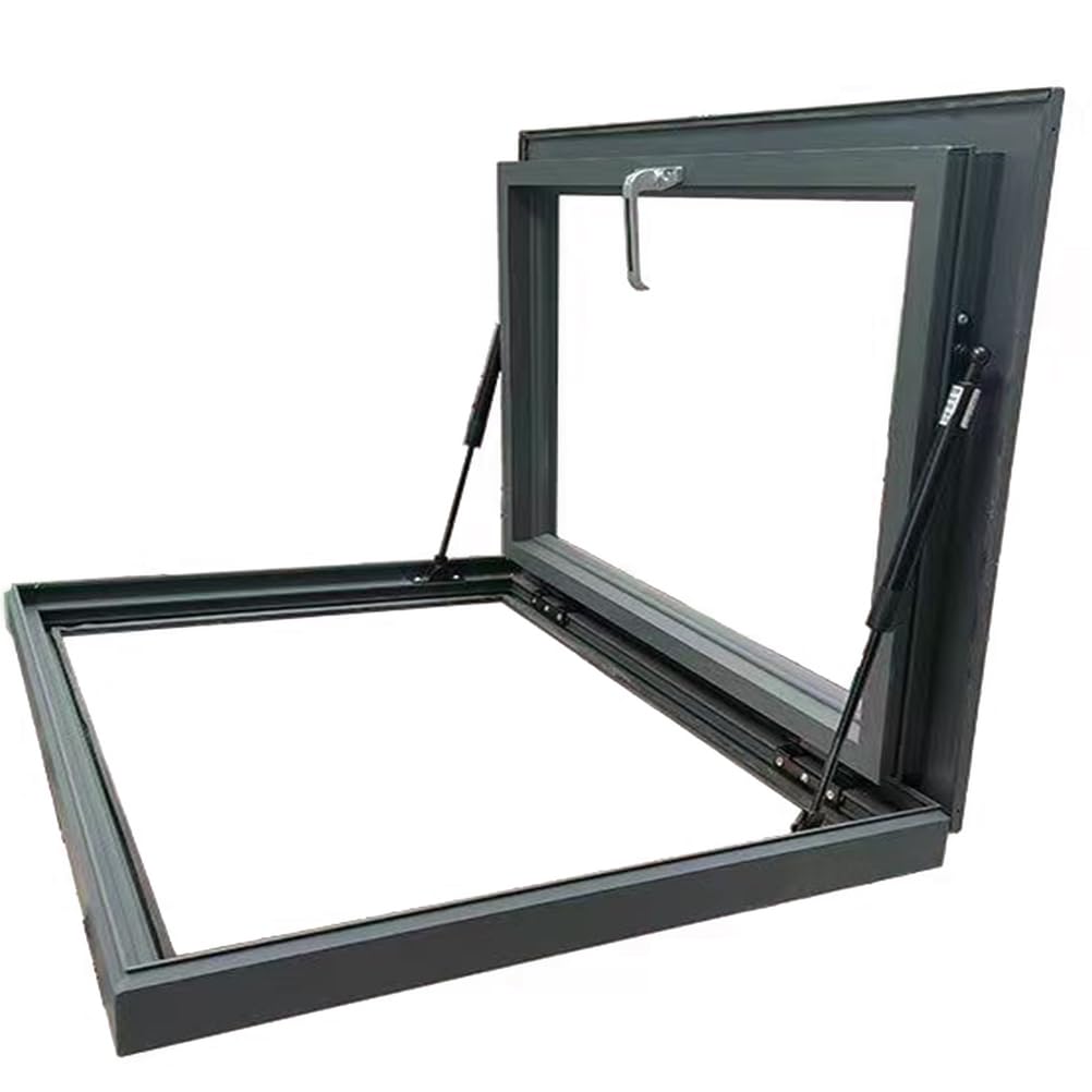 Escotilla de techo de aluminio de 60 x 65 cm, color negro, ideal para ventilador de ático y techo y acceso a iluminación para propietarios de viviendas y contratistas.