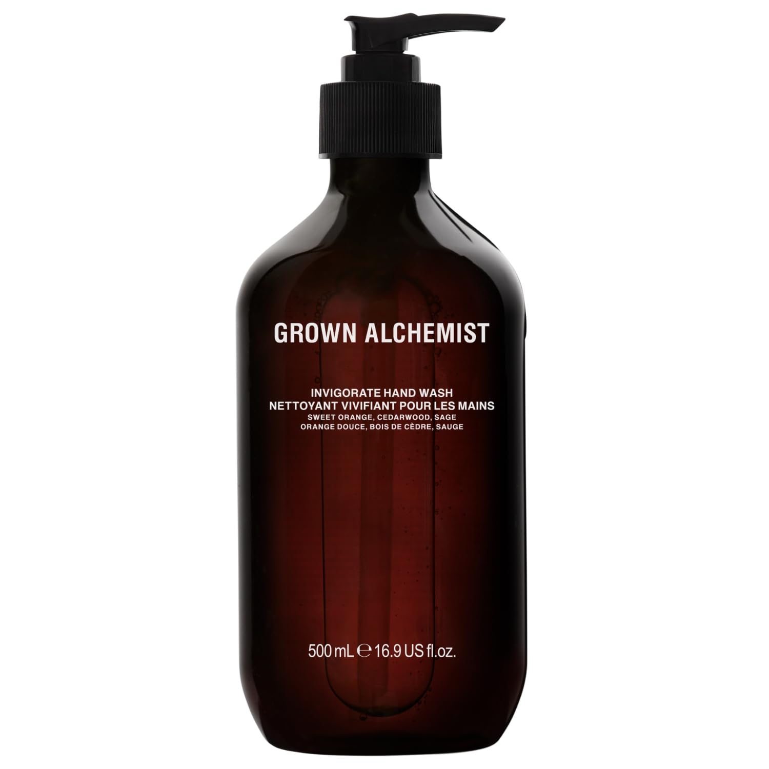 Grown Alchemist Invigorate Hand Wash Refill Pouch, Sweet Orange, Cedarwood, Sage. Soothe, Soap to Cleanse & Nourish Skin, (500mL).