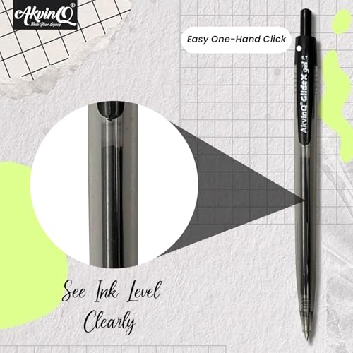 Bolígrafos retractiles de tinta gel negra AKVINQ x100 miniatura 4