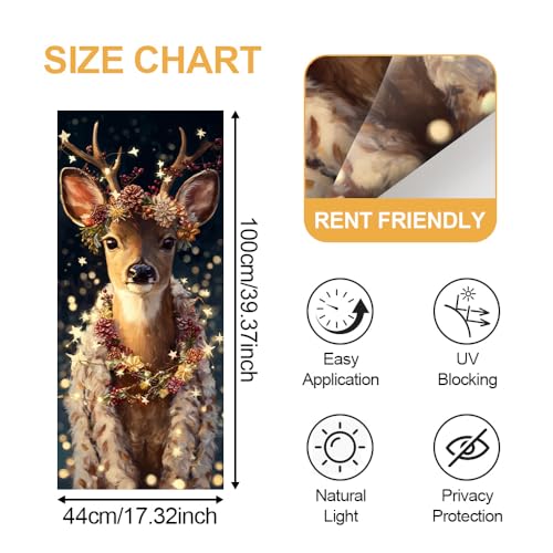 Image of Enchanted Deer Portrait Christmas Window Film 17.32x39.37in