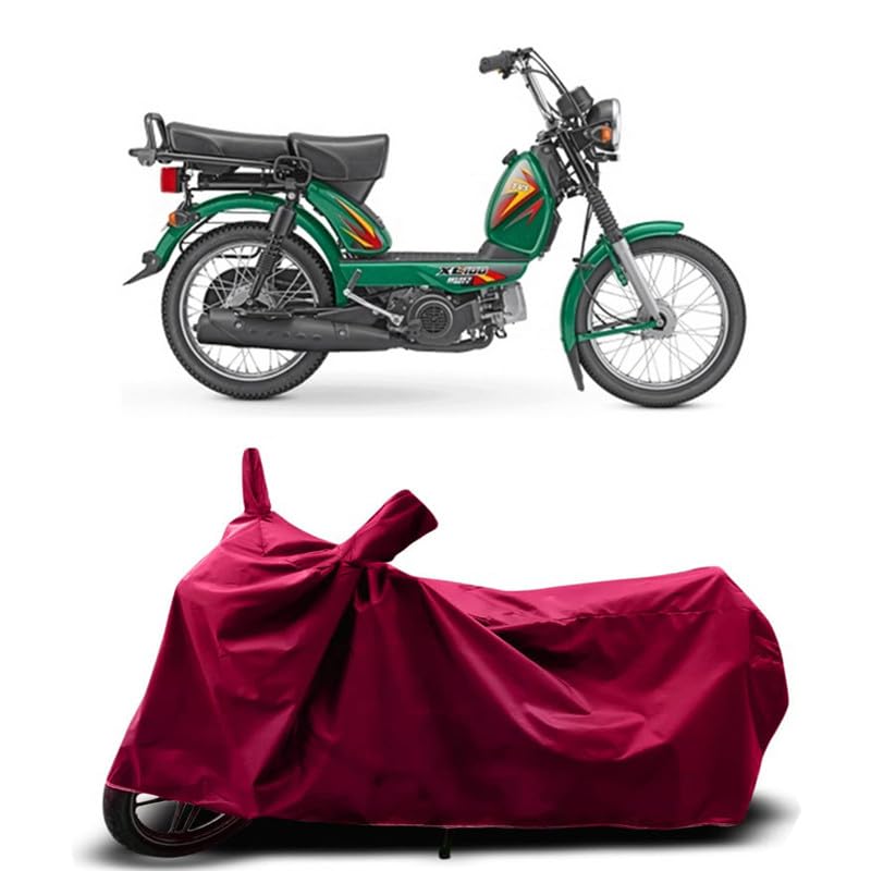Image of DUFFEL-Two Wheeler Bike Body Cover Compatible for Tvs XL 100 Heavy Duty Bs6 Heat Protectio /UV-Rays /Birds Dropping /DustProof /Waterproof Indoor Outdoor and Parking Full Body Protection [MAHROON]