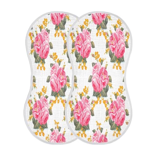 Kigai Pink Flowers Baby Burp Cloths Extra Soft and Absorbent Burping Rags Cotton Burping Clothes Baby Washcloths for Newborn Boys Girls - 1 Pack2