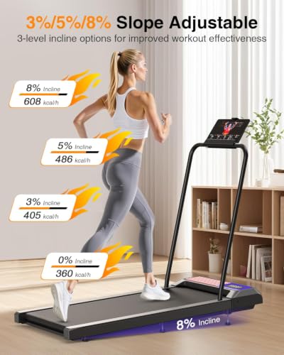 Image of Gkyet Walking Pad with 5%-8% Incline, 2.5HP Quiet Under Desk Treadmill for Home Office, 265 LBS Capacity, Portable Slim Walking Pad Treadmill with Remote Control, Small Treadmill for Apartment