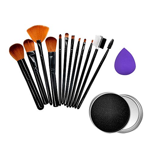 Set Makeup Pen Drop Puff Cleaning Sponge, 12 Makeup Brush Barrel Brush, Hydrophilic Non-Latex Sponge Dry and Wet Puff, Eye Shadow Brush Quick Dry Cleaning Box