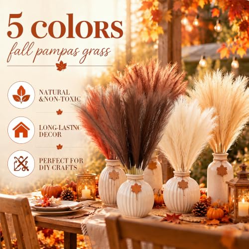 90 Pcs Faux Pampas Grass Bulk for Thanksgiving Fall Decor - Image 5