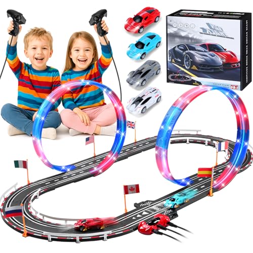 Charmofun Elektrische Rennbahn Kinder, Autorennbahn 50km/h...