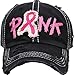 Funky Junque Breast Cancer Ribbon Baseball Cap - Pink w/Ribbon - Black