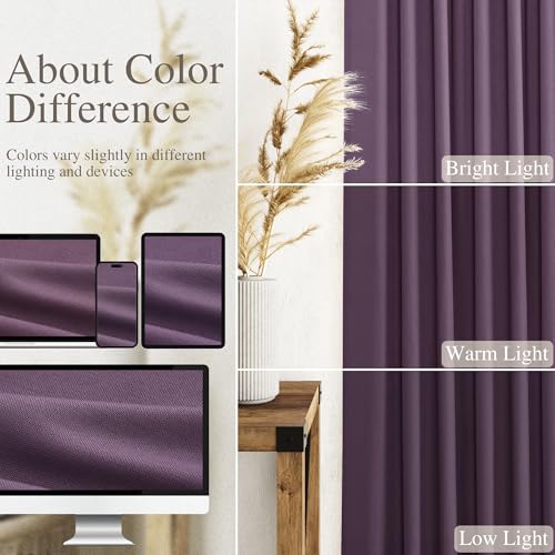 Image of Nanspring Plum Linen Curtains 84 Inch Length 2 Panels Set for Living Room Rod Pocket Back Tab Light Filtering Window Drapes for Bedroom Dining Room Protect Privacy Country Farmhouse Decor 52x84