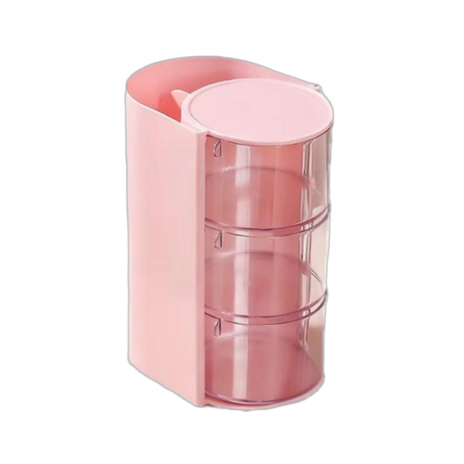 Multi-Functional Dustproof Makeup Sponge Organizer High Capacity Rotating Makeup Sponge Holder Transparent Design Vanity Makeup Tool Container for Dressing Table, Bathroom Counter, Dorm Room,-image-3