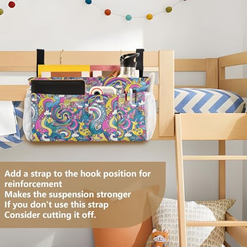 aidingzhi Christmas Bedside Table Caddy with two mesh bag Bedside Caddy Storage Bag for Water Bottles, Magazines, Phone, Glasses -- Colorful Dream Psychedelic - Image 5