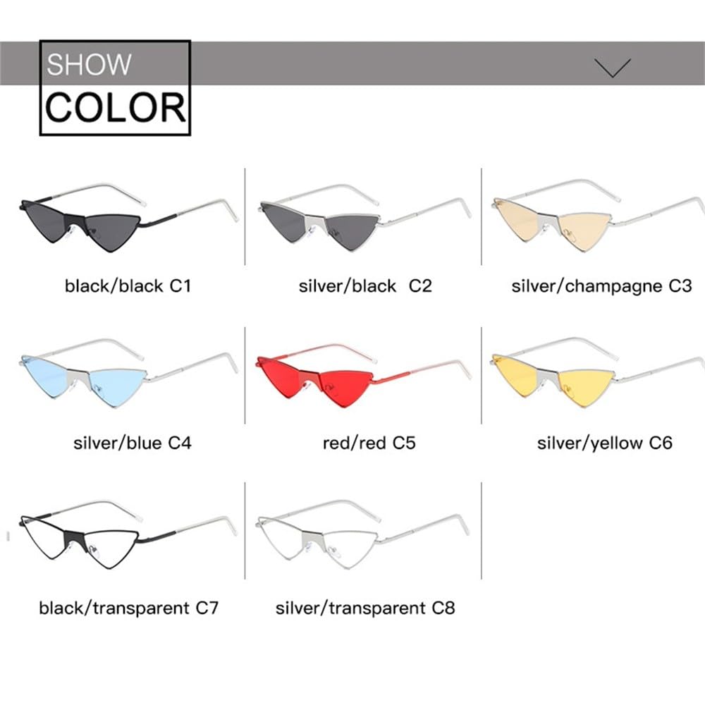 Damskie okulary przeciwsłoneczne Cat Eye, kolorowe, małe, aluminiowe, dla kobiet i mężczyzn, okulary przeciwsłoneczne UV400, C6, srebrne, żółte