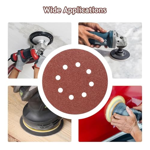 Image of Inditrust 5-Inches Round Sanding Disc Hook and Loop Sand Paper in Bulk for Orbital Sander (100, 180 grit)