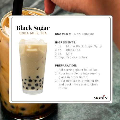 Image of Monin - Black Sugar Syrup, Versatile Flavor, Natural Flavors, Great for Coffees, Cocktails, Shakes, and Kids Drinks, Non-GMO, Gluten-Free (1 Liter)