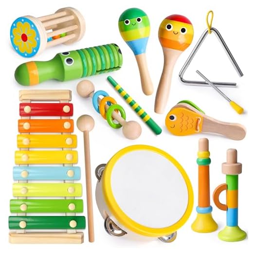 Coogam Instrumentos de música de madera, placa de torre de timbre, flauta Málaga, instrumentos de percusión de madera, juguetes musicales de ritmo Montessori, regalos educativos para aprender