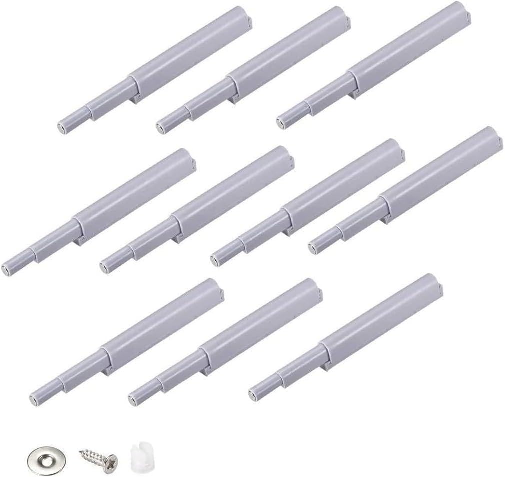 Push to Open Damper Buffer Cabinet Drawer Furniture Hinges, Close Door Catch Latch with Wear-Resisting Rubber Gasket, 10 pcs Set