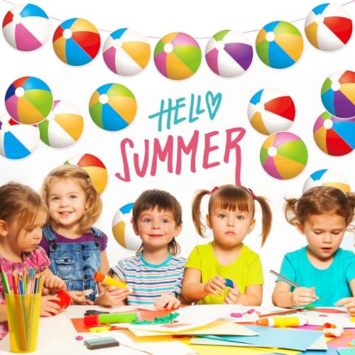 Image of 48Pcs Beach Ball Cutouts Summer Bulletin Board Decorations Colorful Beach Ball Paper Cut-Outs Pool Balls Theme Party Cutouts for Summer Party Home Office School Classroom Decor