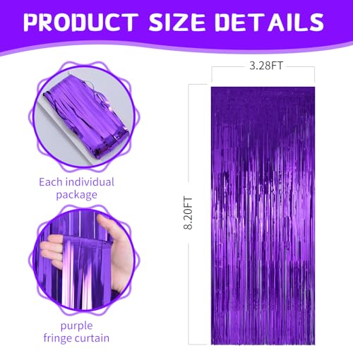 Image of Purple Backdrop Curtains Birthday Decorations 2Pack Halloween Foil Curtain Backdrop Streamers Party Decorations Photo Booth Props for Party Decorations