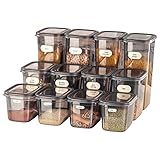 Viwares Vorratsdosen Set | 12er Set mit Deckel & Etiketten | Luftdichte Aufbewahrungsbox mit Deckel Küche | Küchen Organizer für Müsli, Nudeln & Co | Kitchen Containers