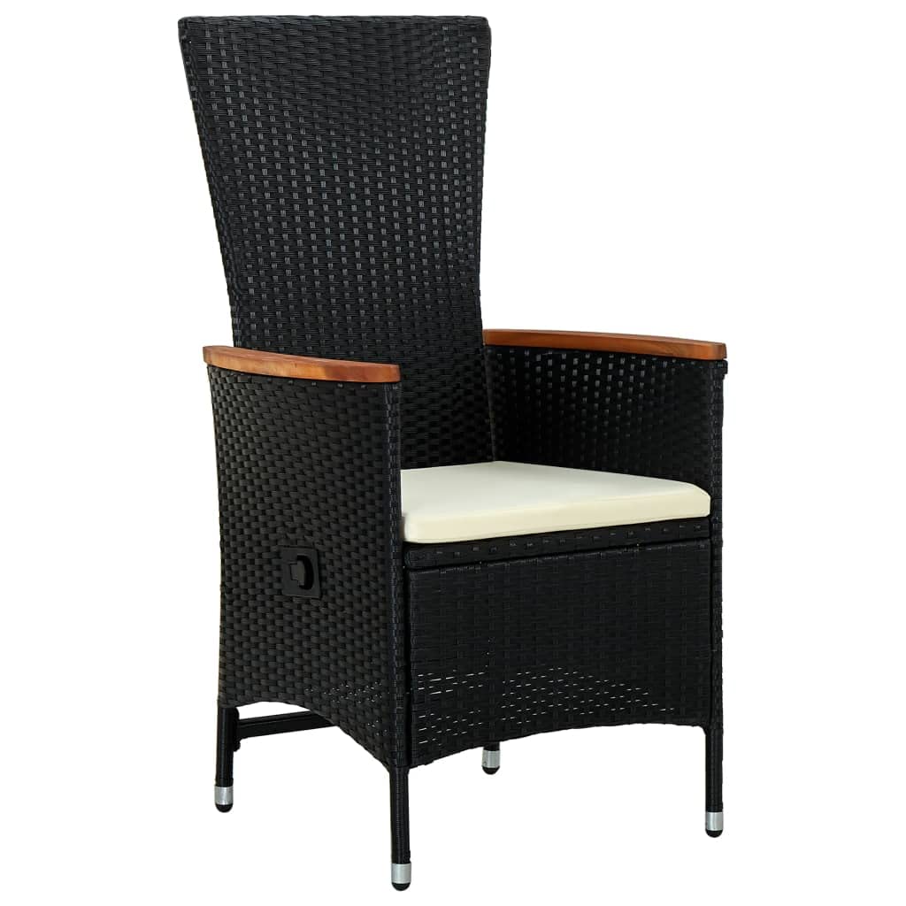 vidaXL 2X Gartenstuhl mit Polstern Gartensessel Sessel Stuhl Hochlehner Gartenmöbel Rattanmöbel Rattansessel Stühle Poly Rattan Schwarz
