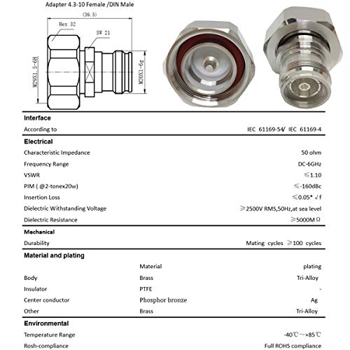 Adaptador Mini Din Hembra a L29 Macho 50 Ohm 4.3/10 miniatura 2